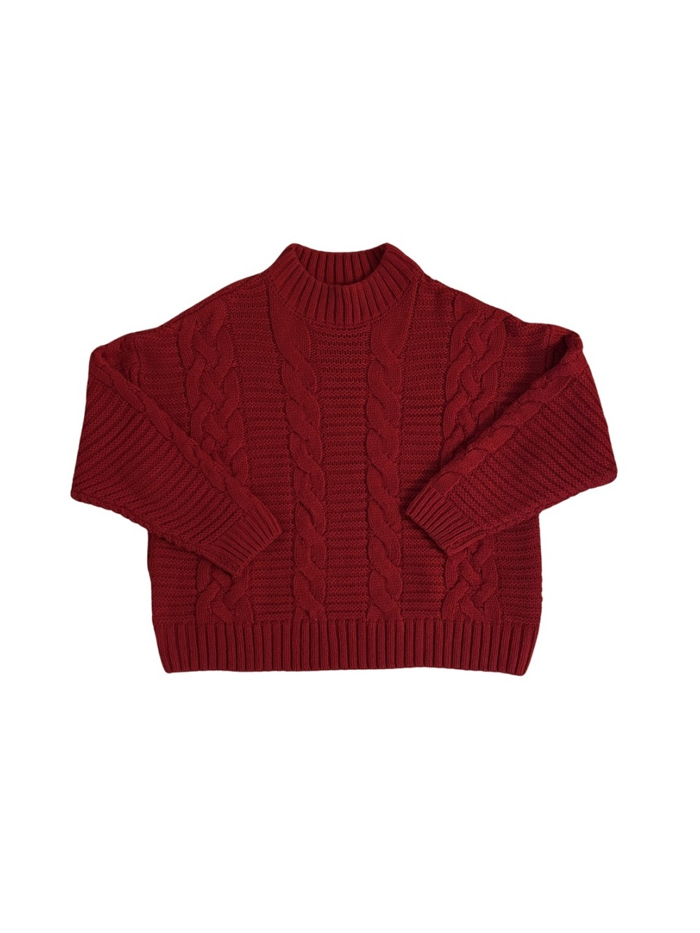 Vintage Red Cable Knit Women's Sweater